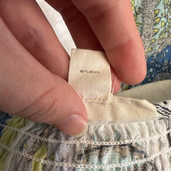 Charter Club Linen Paisley Peasant Top 1X White Blue Green 3/4 Sleeve Resort‎ - Picture 7 of 8